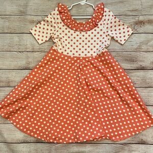 EUC Sz. 6 Wildflowers Girls Coral and White Polka Dot Dress
